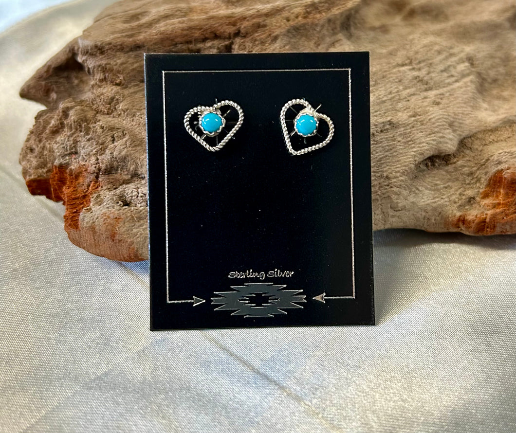 Turquoise & Different Stone Sterling Silver Small Stud Earrings