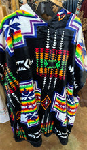 Native Print Plush Poncho W/Hood