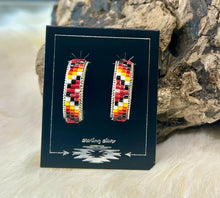 Sterling Silver Beaded Hoop Stud Earrings
