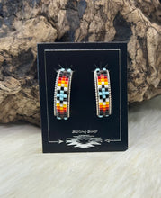 Sterling Silver Beaded Hoop Stud Earrings