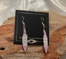 Beaded Feather Dangle Earrings