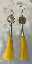 Buffalo Nickel & Horse Hair Dangle Earrings 5"