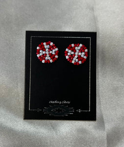 Beaded Round Stud Earrings
