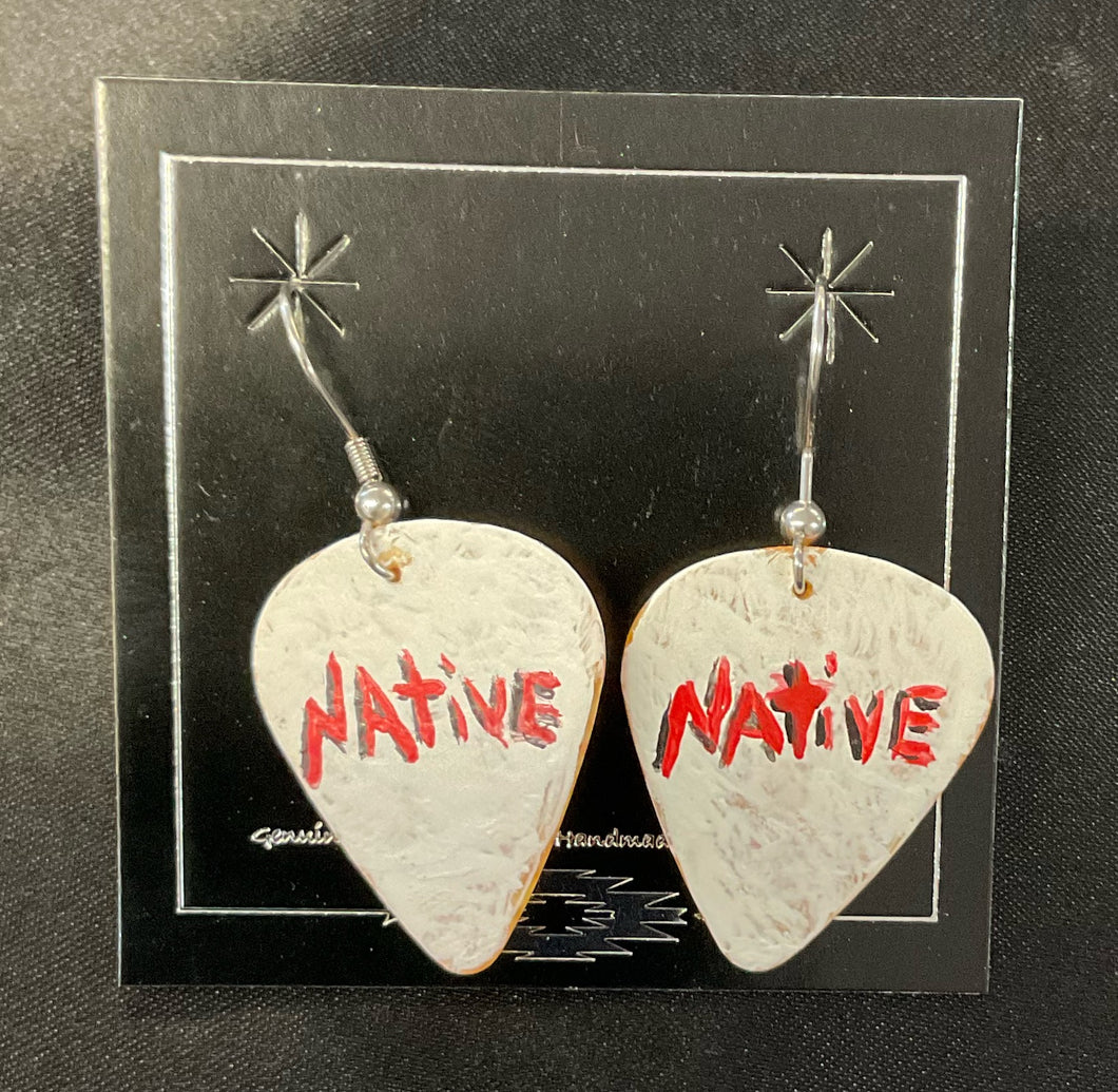 Original Painted Guitar Pick Earrings By Seth Kingfisher
