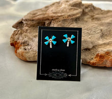 Turquoise & Different Stone Sterling Silver Small Stud Earrings