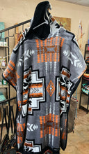 Native Print Plush Poncho W/Hood