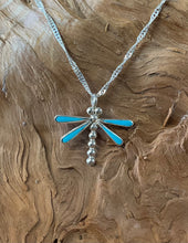 Sterling Silver w/ Sleeping Beauty Turquoise Dragonfly Pendant