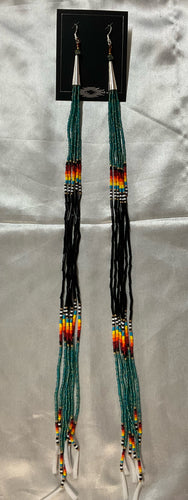 Beaded X-Long Dangle Earrings
