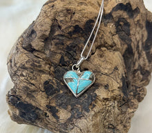 Sterling Silver Kingman Turquoise Heart Necklace 18"