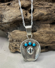 Sterling Silver w/ Sleeping Beauty Turquoise Cowboy Hat Necklace 18"