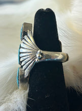 Sterling Silver Three Stone Morenci Turquoise Ring size 7