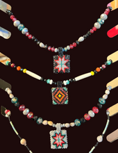 Glass Beaded Necklaces w/ Small Medallion