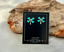 Turquoise & Different Stone Sterling Silver Small Stud Earrings