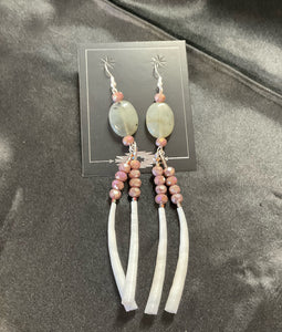Dentalium Shoulder Duster Earrings