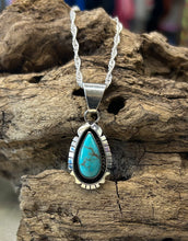 Sterling Silver Neckalce w/ Pilot Mt. Turquoise  18"