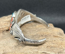 Skyhorse Turquoise and Red Coral Sterling Silver Bracelet
