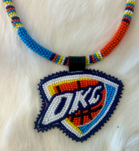 Beaded Cord Necklace w/ OKC Medallion 26"