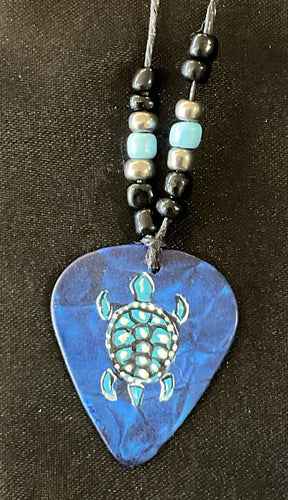 Original Painting on Guitar Pick Necklace By Seth Kingfisher