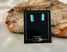 Turquoise & Different Stone Sterling Silver Small Stud Earrings