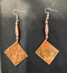 Copper Dangle Earrings w/ Embellishments