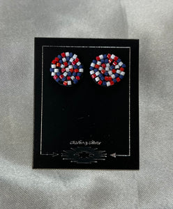 Beaded Round Stud Earrings