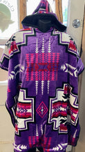 Native Print Plush Poncho W/Hood