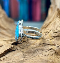 Sterling Silver Two-finger Ring w/ Kingman Turquoise size 5.5 & 6