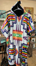 Native Print Plush Poncho W/Hood