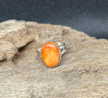 Orange Spiny Shell Sterling Silver Ring (Size 8)