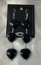 Black Onyx Heart Dangle Earrings