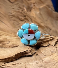 Sterling Silver w/ Multi Color Stones Ring size 9