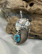 Sterling Silver Bear Claw Pendant w/ Morenci Turquoise