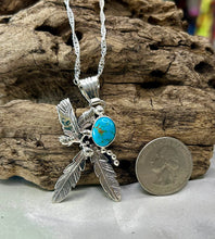 Sterling Silver Eagle Necklace w/ Turqoise Mt. Stone  24"