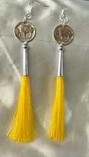 Buffalo Nickel & Horse Hair Dangle Earrings 5"