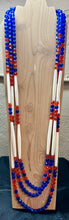 38" 3-Strand Hairpipe & Glass Bead Necklace