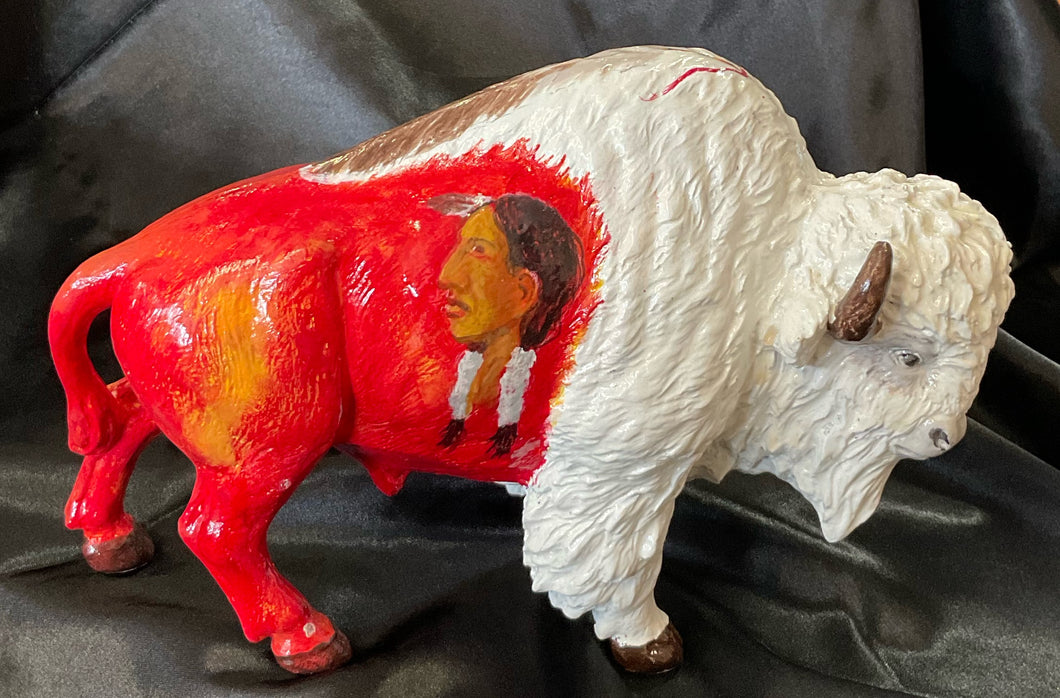 Painted Small Buffalo Statue #4