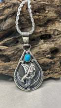 Sterling Silver Eagle Pendant w/ KIngman Turquoise