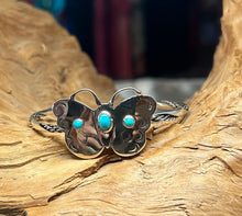 Sterling Silver Butterfly Bracelet w/ Sleeping Beauty Turquoise
