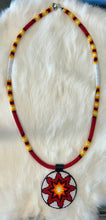 Beaded Cord Necklace w/ Star Medallion 26"