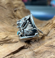 Sterling Silver Men's Bear Ring w/ Sleeping Beauty Turquoise size 10