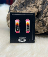 Sterling Silver Beaded Hoop Stud Earrings