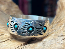 Sterling Silver Bear Paw Bracelet w/ 9 Sleeping Beauty Turquoise Stones