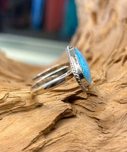 Sterling Silver Two-finger Ring w/ Whitewater Turquoise size 7 & 7.5