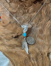 Sterling Silver Eagle Head w/ Sleeping Beauty Turquoise Pendant