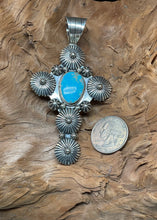 Sterling Silver Cross Pendant w/ Kingman Turquoise
