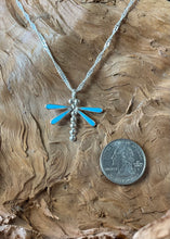Sterling Silver w/ Sleeping Beauty Turquoise Dragonfly Pendant