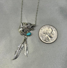 Sterling Silver Coyote Necklace w/ Sleeping Beauty Turquoise Stone 18"