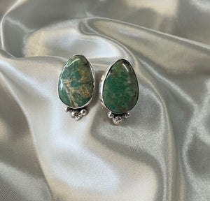 Sterling Silver Earrings w/ Carico Turquoise