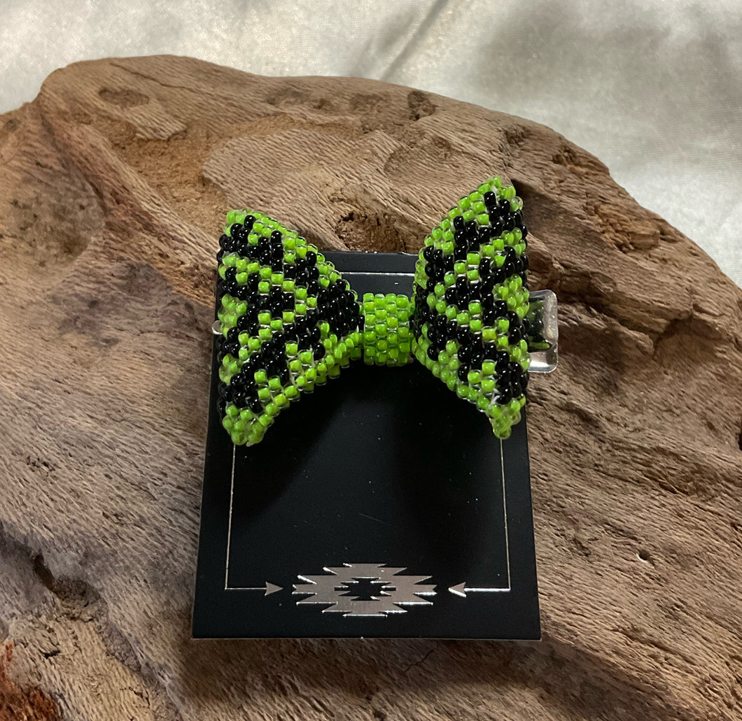 Beaded Hair Bow Barrette