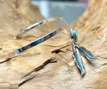 Sterling Silver Feather Bracelet w/ Sleeping Beauty Turquoise